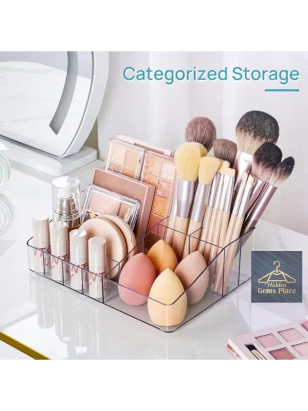 3-Tier Clear Makeup Organizer with 2 Drawers, Stackable, Large Capacity for